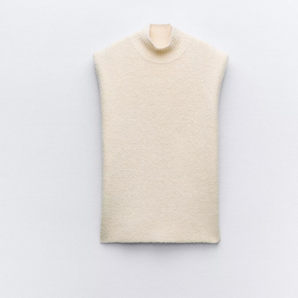 Zara metallic Cream Turtleneck Sweater
